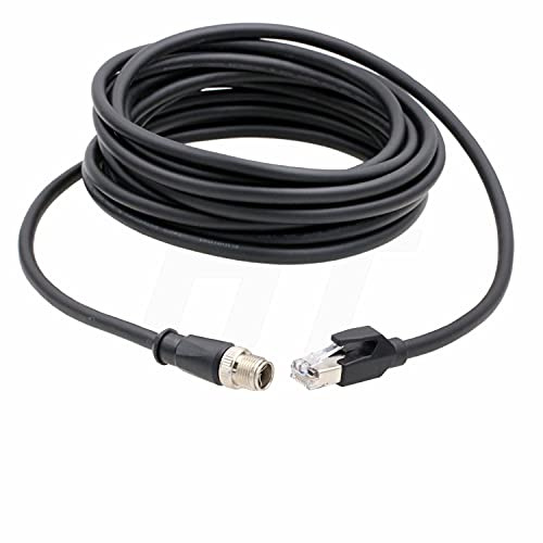 HTcable Cámara de maquinaria industrial M12 8 polos X-Code RJ45 Cat6 cable Ethernet, blindado, cable de red de alta flexibilidad impermeable (10 metros)