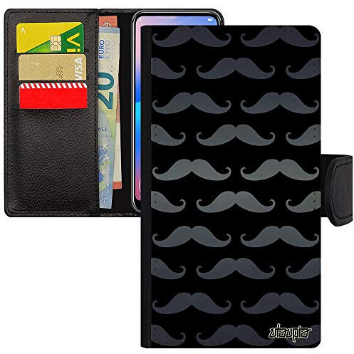 Coque Moustache pour Apple iPhone 7 Cuir Rabat Mobile aimantée Gris Telephone Imprime Peinture Pipe Pas Cher Portable Design Vintage