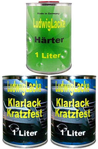 LudwigLacke 3 Liter Set 2 Liter Klarlack Kratzfest & 1 Liter Härter