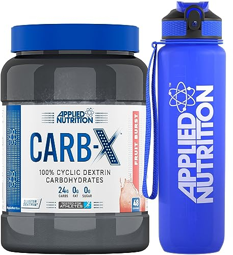 Applied Nutrition Bundle Carb X 1.2kg + Lifestyle Water Bottle 1000ml | Cyclic Dextrin Carbohydrate Powder, Intra Workout Carb Powder, Fuel Training, Quick Source of Energy, Vegan (Fruit Burst)