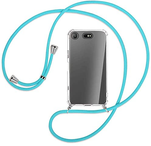 mtb more energy® Handykette kompatibel mit Sony Xperia XZ1 Compact (4.6'') - türkis - Smartphone Hülle zum Umhängen - Anti Shock Full TPU Case