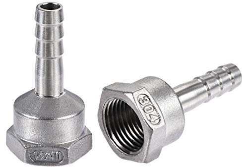 sourcing map 304 Edelstahl Schlauchtülle Schlauchanschluss Fitting 10mm | Kupplung, Rohradapter, Barb x G1/2 Innengewinde