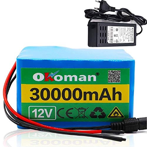 Paquete de batería de Litio de 12V 30Ah 3S12P para inversor Lámpara de xenón Luz de Calle Solar Coche de Turismo Etc + Cargador