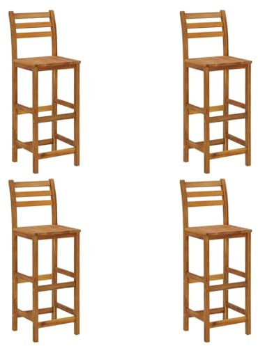 vidaXL 4X Akazienholz Massiv Barhocker Barstuhl Tresenhocker Küchenhocker Hocker Gartenstuhl Garten Gartenmöbel Tresenstuhl Thekenstuhl | Aus robustem, massivem Akazienholz, zusätzlicher Schutz vor Feuchtigkeit, schön und bequem für jeden Sitzstil