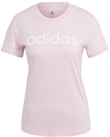 adidas Essentials Slim Logo, T-shirt Donna, Clear Pink/White, S