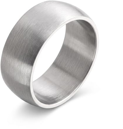 meditoys Bandring aus Edelstahl, 8, 10 oder 12 mm breiter Fingerring, Silber matt gebürstet oder poliert, Edelstahlring für Damen & Herren, robust und kratzfest