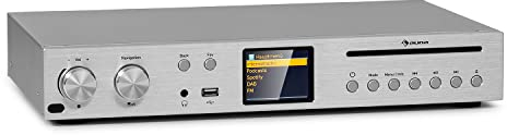 AUNA Silver Star CD - Receptor AV, Receptores AV y amplificadores, Receptor HiFi Amplificador, Audio Bluetooth, Internet/Dab+/FM Radio, Amplificador, Receptor, Reproductor de CD, Plateado