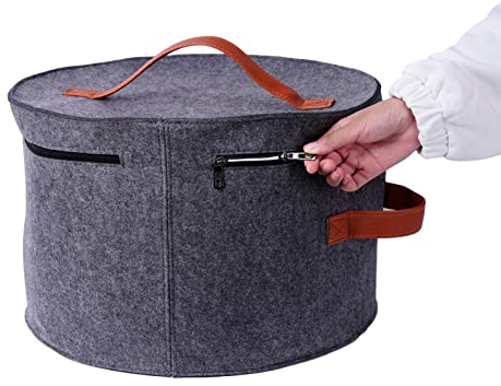 Yajimsa Faltbare Runde Hutbox Mit Deckel, Reise-Hut-Organizer-Box | Stofftierspielzeug Aufbewahrungskorb, 17 X 11 Zoll