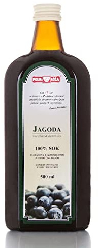 Polska RÓŻA - Succo di mirtillo al 100%, 500 ml, senza zucchero