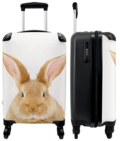 NoBoringSuitcases© Kinder Koffer Hartschalenkoffer Klein Rollkoffer | 55x35x20 cm - Handgepäck Geschenk - Kanichen - Handgepäck