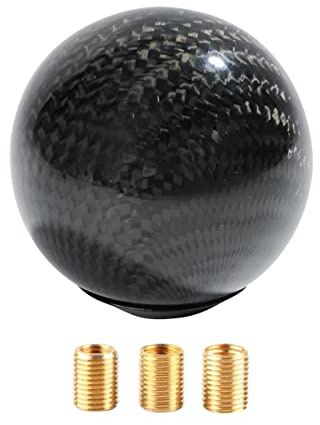 SUJADE YAKEFLY Universal Shifter, Round Carbon Fiber Shift Knob with 3 Aluminum Adapters, Automatic Gear Shift Knob (Carbon Black)