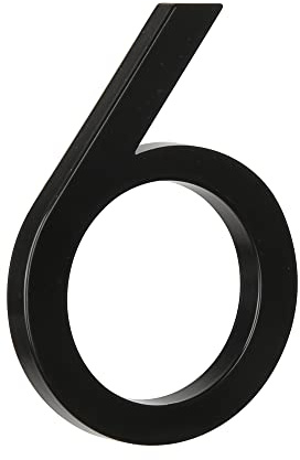 HASWARE Numéro de maison flottant 5 (12 cm) pour extérieur – Plaque d’adresse moderne en alliage de zinc pour jardin, rue et boîte aux lettres (6, Noir)