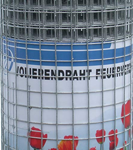Volierendraht feuerverzinkt 6,4x6,4 mm Maschendraht Hasendraht Drahtgitter Gitterzaun punktgeschweißt Wühlmausschutz (6,4 x 500 mm, Länge 15 m)