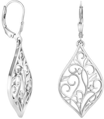 SOFIA MILANI - Damen Ohrringe 925 Silber - mit Zirkonia Steinen - Blatt Ohrhänger