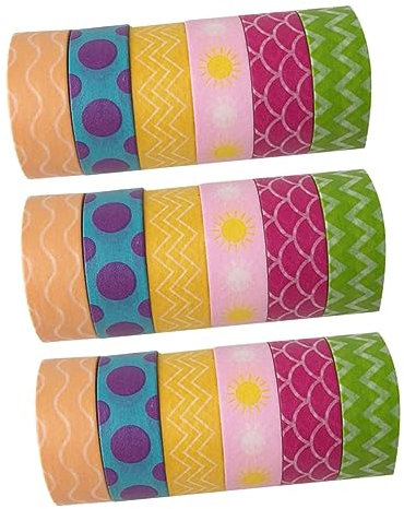EXCEART 18 Rollen Wellen-abdeckband Washi-tape Dekoratives Klebeband Washi-klebeband Diy Süßes Klebeband Papierklebeband Selber Machen Fotoalbumband Tagebuch Washi Karikatur