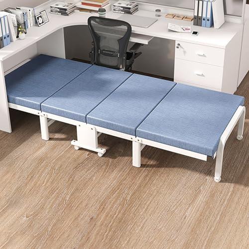 Gästebett Klappbar Mit Klappmatratze, Reisebett Erwachsene Stabiler Metallbett Für Schlafzimmer, Schlafsessel Campingbett Einzelbett Liegestuhl Ausziehbett, Belastung 200KG, 190×65×25cm ( Color : Blau