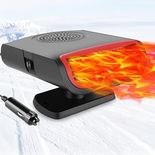 Leaflai Car Heater - 12V 150W Portable Car Heater Plug in Cigarette Lighter, 2 in 1 Fast Heating Defrost Defogger, 360 °Rotatable Windscreen Defogger Window Defroster for Car,(NBVBH)