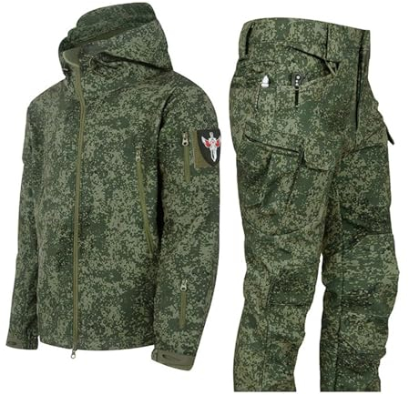 Herren-Skijacken- Und -hosen-Set, Herren Winter Outdoor Fashion Camouflage Warme Kapuzen Skianzüge Set, Inklusive Armband, Gürtel, Wasserdicht, Für Die Arbeit Im Freien, Skifahren (Color : Green, Si