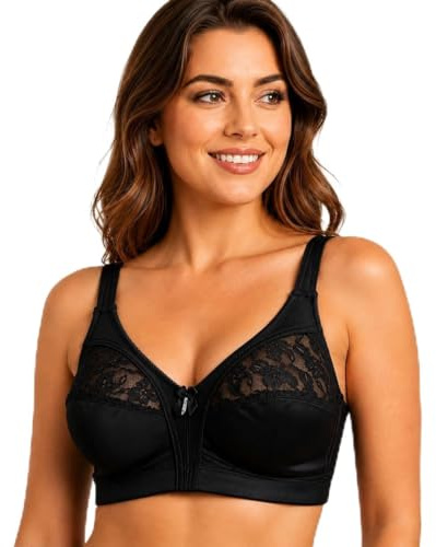 ShopMCR Soutien-gorge sans armature en dentelle non rembourré pour femme - Contrôle ferme - Soutien-gorge doux à couverture complète avec bretelles réglables - Soutien-gorge quotidien