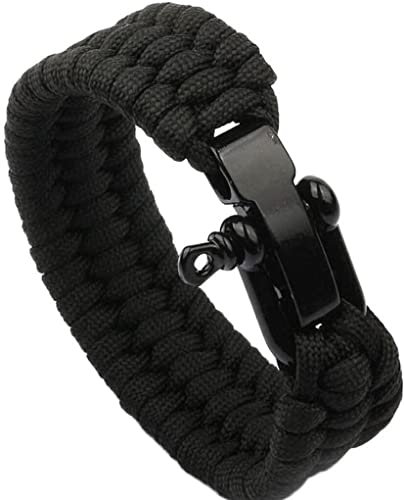Bracelet extra costaud de 220 kg avec manille noire en acier inoxydable, disponible en 3 tailles réglables La mode est traitée