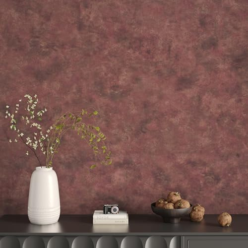 JSEVEM 16×118 Extra Thick Luxury Red Copper Gold Rusty Metallic Concrete Wallpaper Peel and Stick Glossy Textured Metallic Concrete Contact Paper Vinyl Wall Stickers for Kitchen Cabinets Countertops