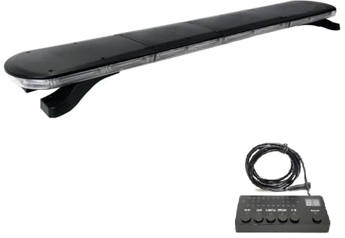 Rampe Lumineuse d’Avertissement LED Extra Plate 12V 24V 162W Orange/Ambre + Module de Commande 16 Modes d'Éclairage Balise Stroboscopique Gyrophare Flash Véhicule de Dépannage Escort ECE R65, R10