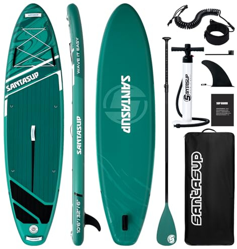 Santasup Tavola da paddleboard gonfiabile rosa per adulti, 304,8 cm, tavola da surf a pagaia per yoga, con accessori, rivestimento antiscivolo, zaino da viaggio con ampia apertura