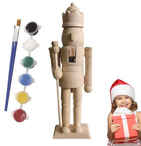 Wooden Nutcracker Unpainted - 20x5.5cm Paint Your Own Nutcracker Soldiers | Christmas Nutcracker Soldiers Paintable | Wood Nutcracker Unfinished with Paint Kit for Kids, Adults, All Ages, Friends