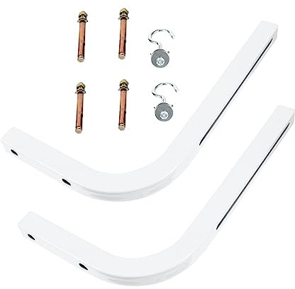OSALADI 2pcs Projector Screen L-bracket Wall Mount Hooks Self-locking Support Brackets for Electric Screens, White, Universal Installation for Home and Office