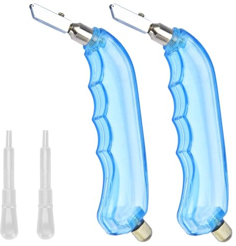 Comfylichi Pistol Grip Oil Feed Glass Cutter - 2 Pack Professional Glass Cutting Tool with Tungsten Cutter Heads and Oil Dripper, for 1-6mm Thick Stained Glass and Mirrors