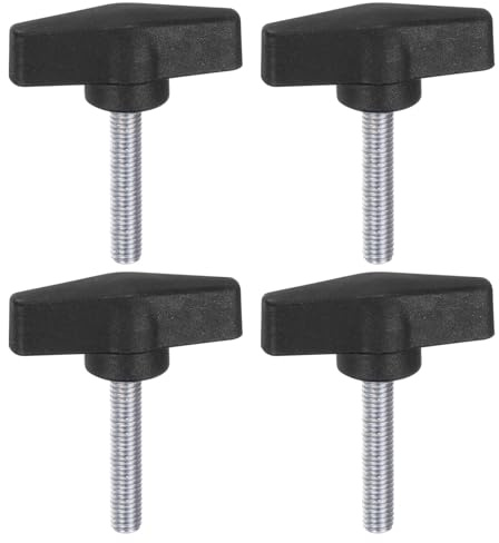 QUARKZMAN 4 Stück Rändelschrauben mit T Flügelknöpfe M8 x 40mm Kunststoff T-Kopf Kohlenstoffstahl 55mm Gewindebolzen Klemmschraube Flügelschraube Haltegriffe Klemmknopf für Maschine