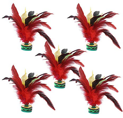 ZJchao Handgefertigter Bunter Feder-Federball, 5-teiliges Set, Lustige Unterhaltungsspiele, 20 cm Höhe