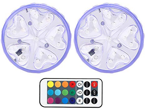 Riuulity LED-Unterwasserleuchte, Tauchbar, Quadratisch, Teichbeleuchtung mit Fernbedienung für Pool, Teich, Spa, Lampe, Aquarium, Pools, Brunnen, Spa, 2 Stück