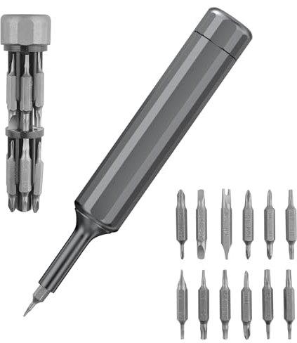 Elsrantor 27 IN 1 Feinmechaniker Schraubendreher Set, Mini Schraubenzieher Werkzeug, Kleines Magnetische Schraubendreher-Set, für Reparatur Handy PC, Brillen, Uhren, Uhrmacher, Heimwerker, Grau