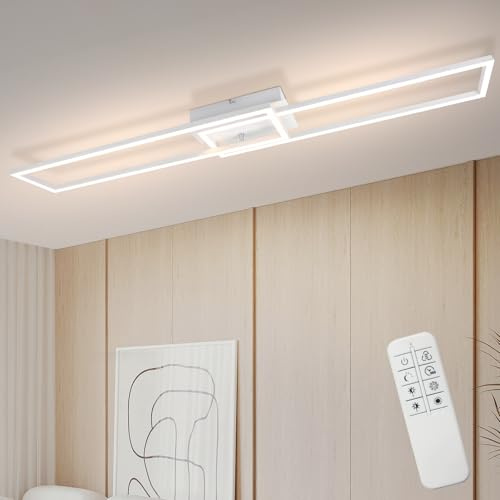Homefire Deckenlampe Wohnzimmer LED Deckenleuchte:Modern Design Küchenlampe | mit Fernbedienung Weiß Wohnzimmerlampe Dimmbar 3000K - 6500K Schlafzimmerlampe 36W Deckenbeleuchtung für Schlafzimmer Küche