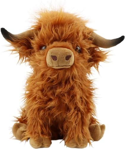 ZBATHTOY Highland Cow Teddy 11in Highland Cow Plush Toy Gifts for Boys Girls Kids Stuffed Animal Soft Toys for Boys Girls Kids Birthday Present Gifts Age 3+ (b)