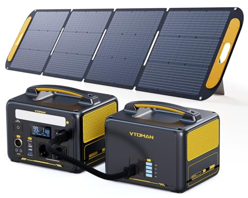 VTOMAN 939Wh Estación de Energía Portátil con Batería Adicional & 220W Panel Solar - Generador de Energía Solar de Hasta 1200W para Acampada, Autocaravana, Jardín, Viajes, Emergencias