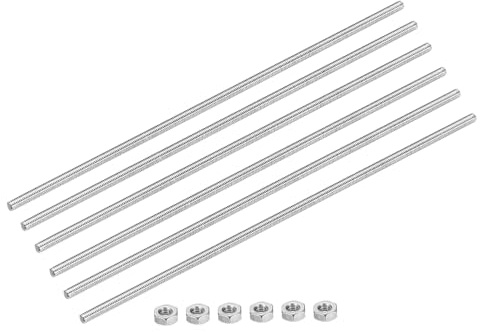 QUARKZMAN 6Pz Barra Filettata M4 x 100mm, 0.7mm Passo Barre Filettate in Acciaio Inox 304 Destrorse Perni Barra Completamente Filettati Aste con Viti