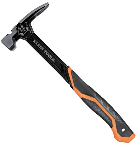Klein Tools H80922S Smooth Face Framing Hammer with Straight Claw, 22-Ounce Forged Steel, Magnetic Nail Starter, and Extra-Large Squared Strike Face