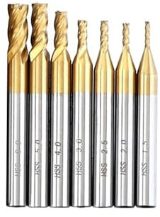 7-tlg./11-tlg. 1,5–10 mm Schaftfräser-Set, 4 Nuten, titanbeschichtet, Hochgeschwindigkeitsstahl, CNC-Fräserwerkzeug for Holz, Metall, Stahl(1.5-10mm(11pcs))