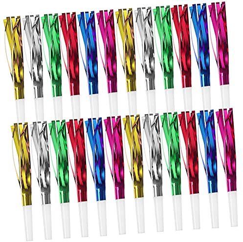 FOYTOKI 24piezas Silbar Matracas Sopladores Bocina Divertidos Recuerdos Fiestas Cumpleaños Adultos Carnaval Juguetes Suministros Accesorios