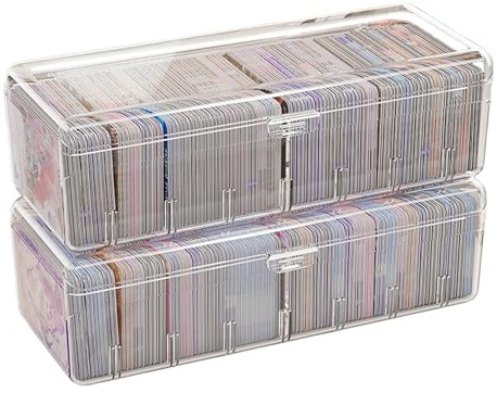 Scatola portaoggetti per carta, organizer trasparente con divisori rimovibili, scatola per carte da gioco oltre 700, per revisioni, biglietti da visita, biglietti da collezione