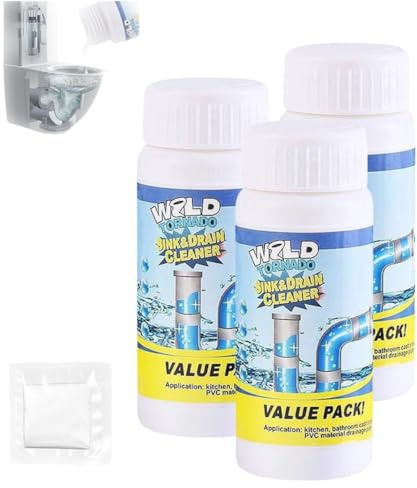 3PCS Vollstern Abflussreiniger, Vollstern Abflussreiniger Mit Fäustling, Abflussreiniger Schaum Extra Stark, Hochwirksamer Rohrreiniger Mit Aktivschaum für Küche, Bad& Balkon Alle Rohre