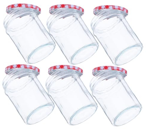 PRETYZOOM 6PCS Hexagon Glass Storage Jars with Airtight Sealing Lids Clear Food Grade Containers for Kitchen Spice Preservation Pickling Jam Coffee Candy Multipurpose Canning and Sample