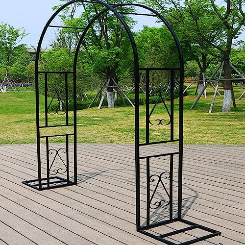 Arche de jardin en métal noir en fer forgé pour plantes grimpantes, treillis extérieur pour terrasse, tonnelle décorative pour mariage et événements, 300 x 230 cm, finition élégante