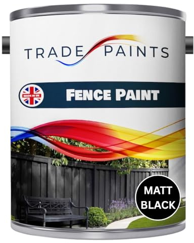 Fence Paint - Matt Black - 5L - Waterbased ECO Friendly – Durable Wood & Timber Protection – Outdoor Garden Paint