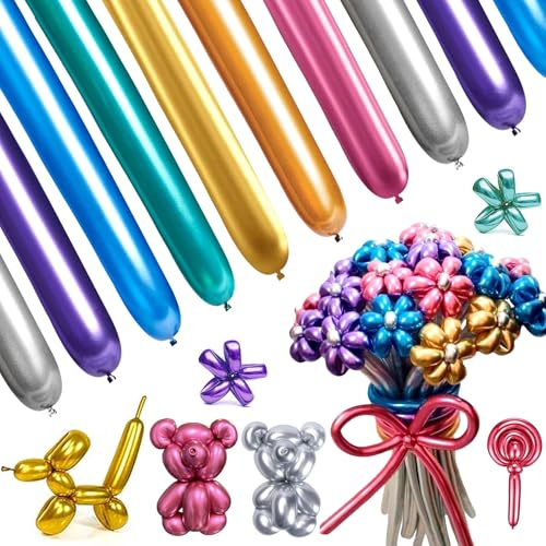 70 Pcs Modeling Balloons 11.8 Inches, Long Balloons Latex, Suitable for Decoration of Weddings, Festivals, Children's Birthdays and Other Parties, and also Suitable for Animal-Shaped Parties