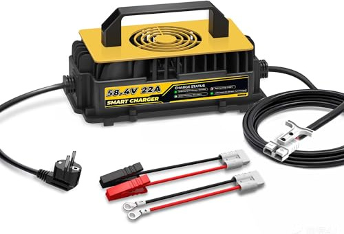 58,4V 22A LiFePO4 Lithium Batterie Ladegerät für 48V(51,2V) LiFePO4 Lithium Batterien, IP67 Wasserdicht Akku Ladegerät für Wohnmobile, Boot, Solar, Golfwagen