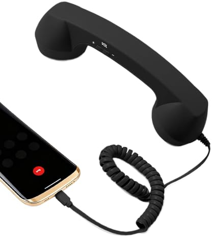 Typ-C Retro-Telefon-Adapter, klassischer Handy-zu-Festnetz-Konverter mit Mikrofon für Büro, Zuhause, Reisen, Schreibtisch, Nachttisch, Badezimmer, Wohnzimmer, Schule, kompakt, Plug-and-Play