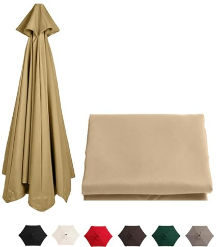 Outdoor-Marktschirm-Ersatzdach, wasserdicht, UV-Schutz, rund, 6 Rippen, Gartenschirm-Abdeckung, 2 m, Khaki